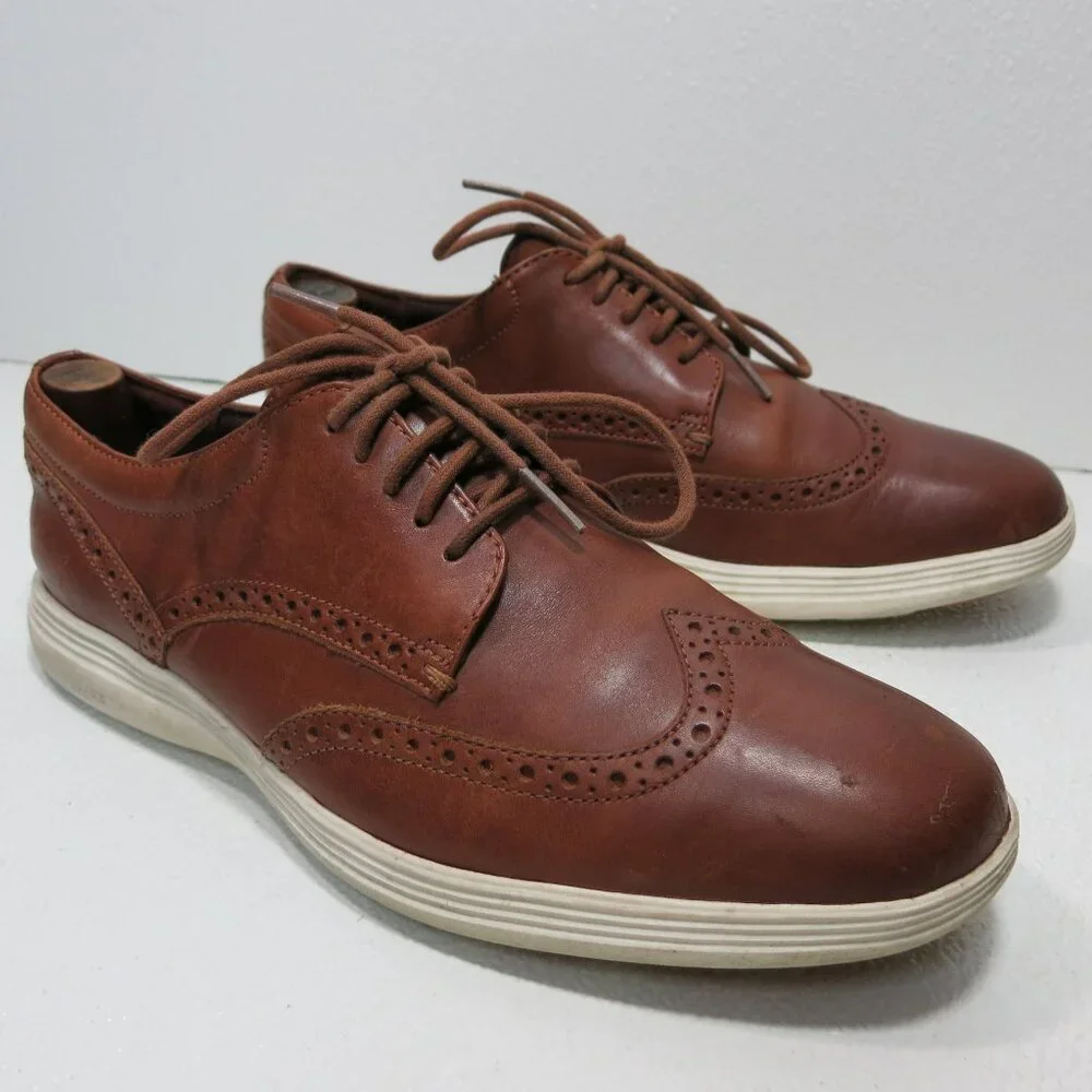 Cole Haan Oil Tan Leather Wingtip Casual Dress Footwear Oxfords Men's Shoes 9 M